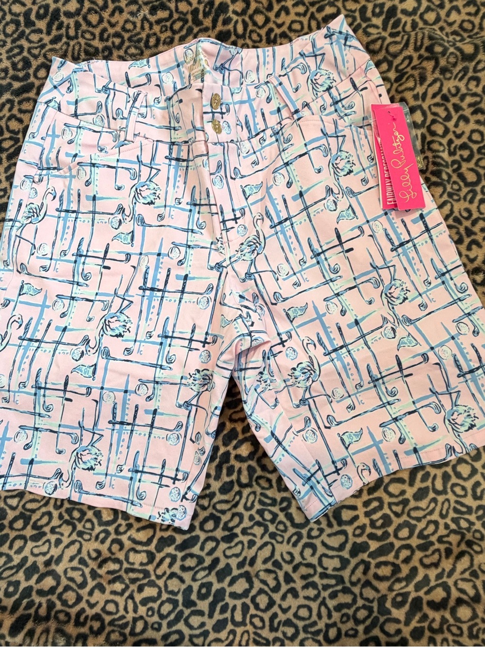 Lilly Pulitzer Pink and Blue Printed Women's Bermuda Shorts